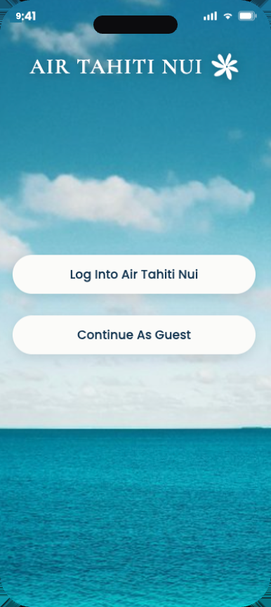 The redesigned Air Tahiti Nui opening screen